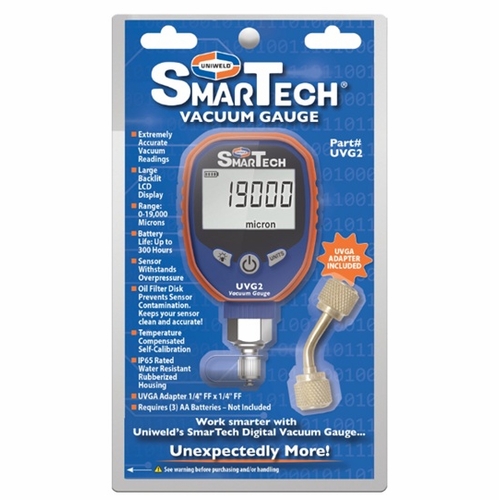 UNIWELD UVG2 VACUUM GAUGE WITH ADAPTER, REQUIRES (3) AA BATTERIES - NOT INCLUDED UPC 92881