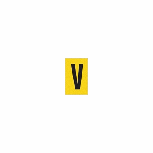 V REFLECTIVE LETTER, 1 inch X1.5 inch BLACK ON YELLOW PACK OF 25
