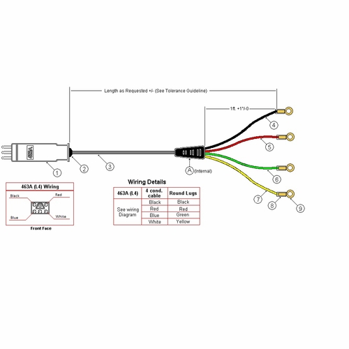 Westek Tc-5P700/3 463A/L4 To (4) Round Lugs 3Ft- Access Frame