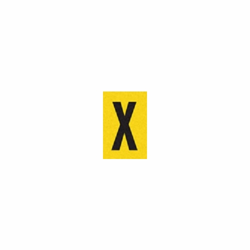 X  Reflective Letter, 1 Inch X1.5 Inch  Black On Yellow Pack Of 25