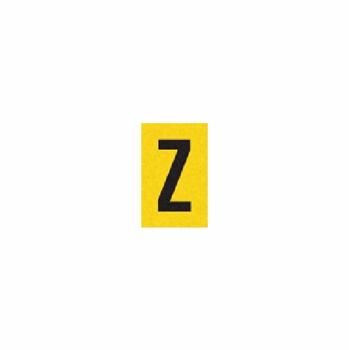Z  Reflective Letter, 1 Inch X1.5 Inch  Black On Yellow Pack Of 25