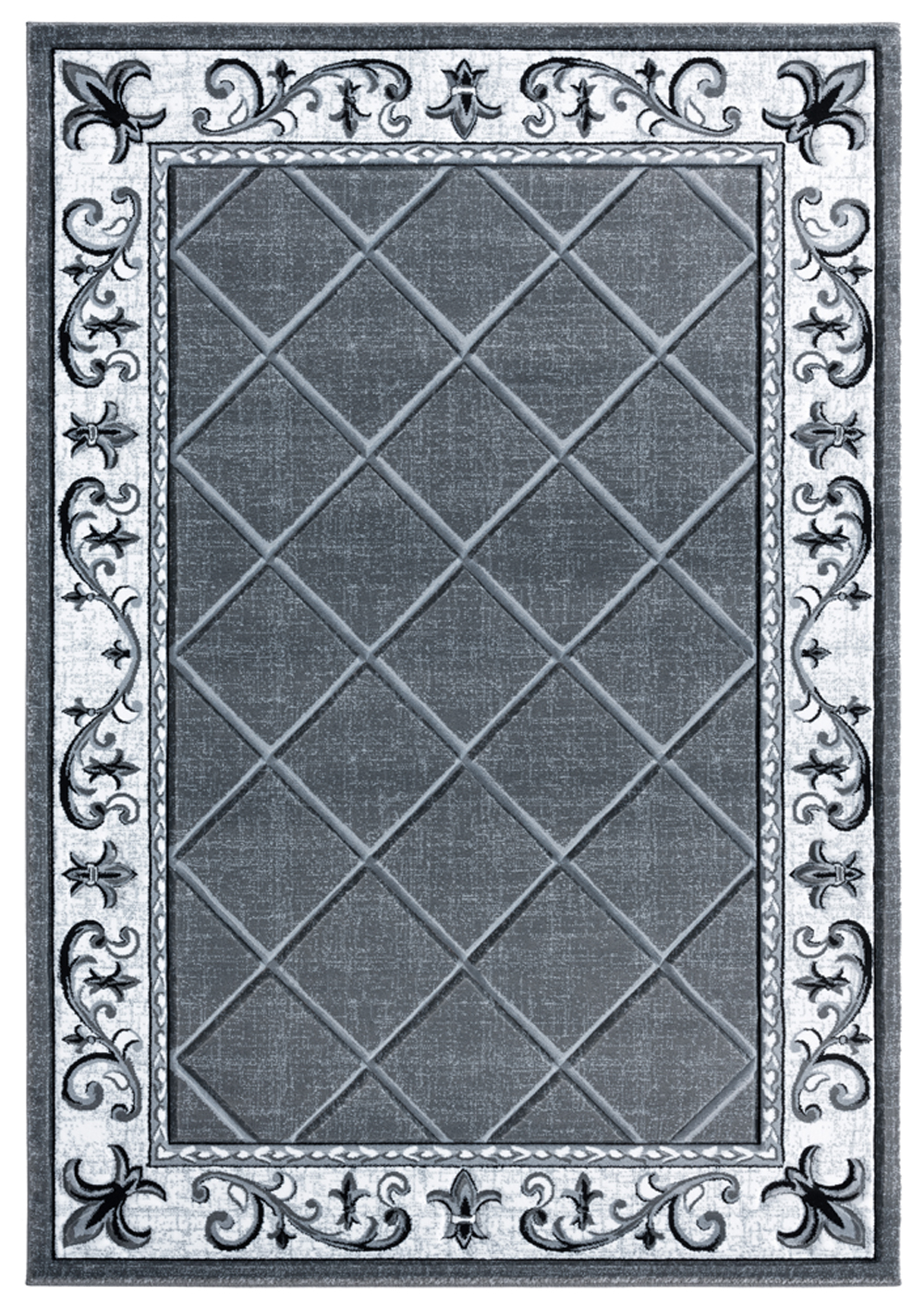 Gray Transitional Casual Scrolls Flur De Lis Area Rug Geometric 2050 10972 - Picture 5 of 16
