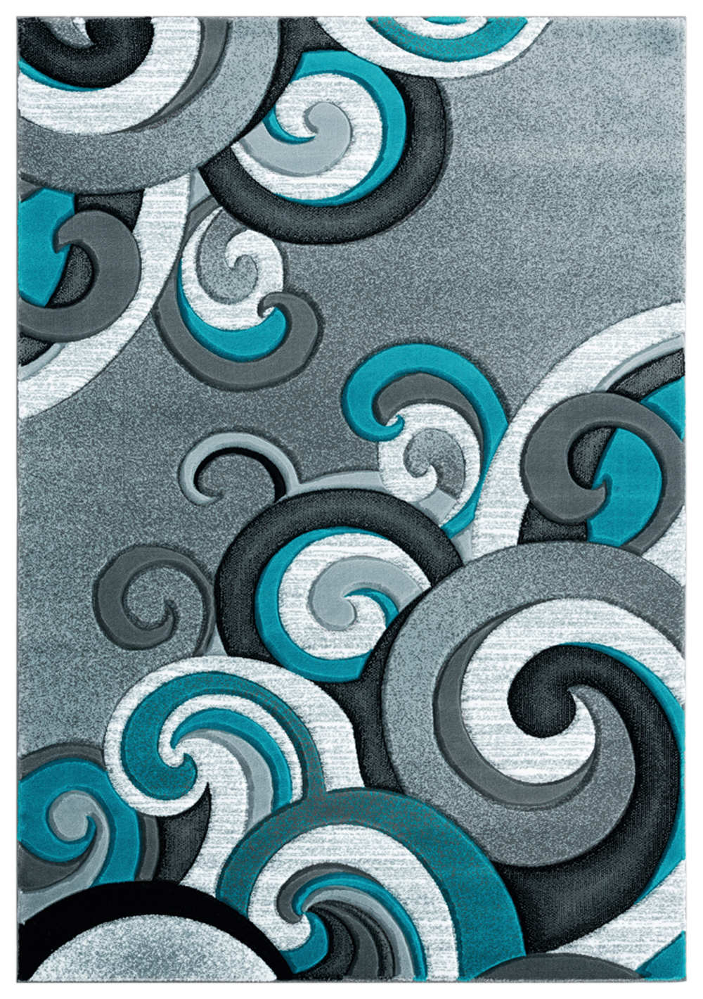 Blue Loops Stripes Curls Swirls Contemporary Area Rug Geometric 2050 11369