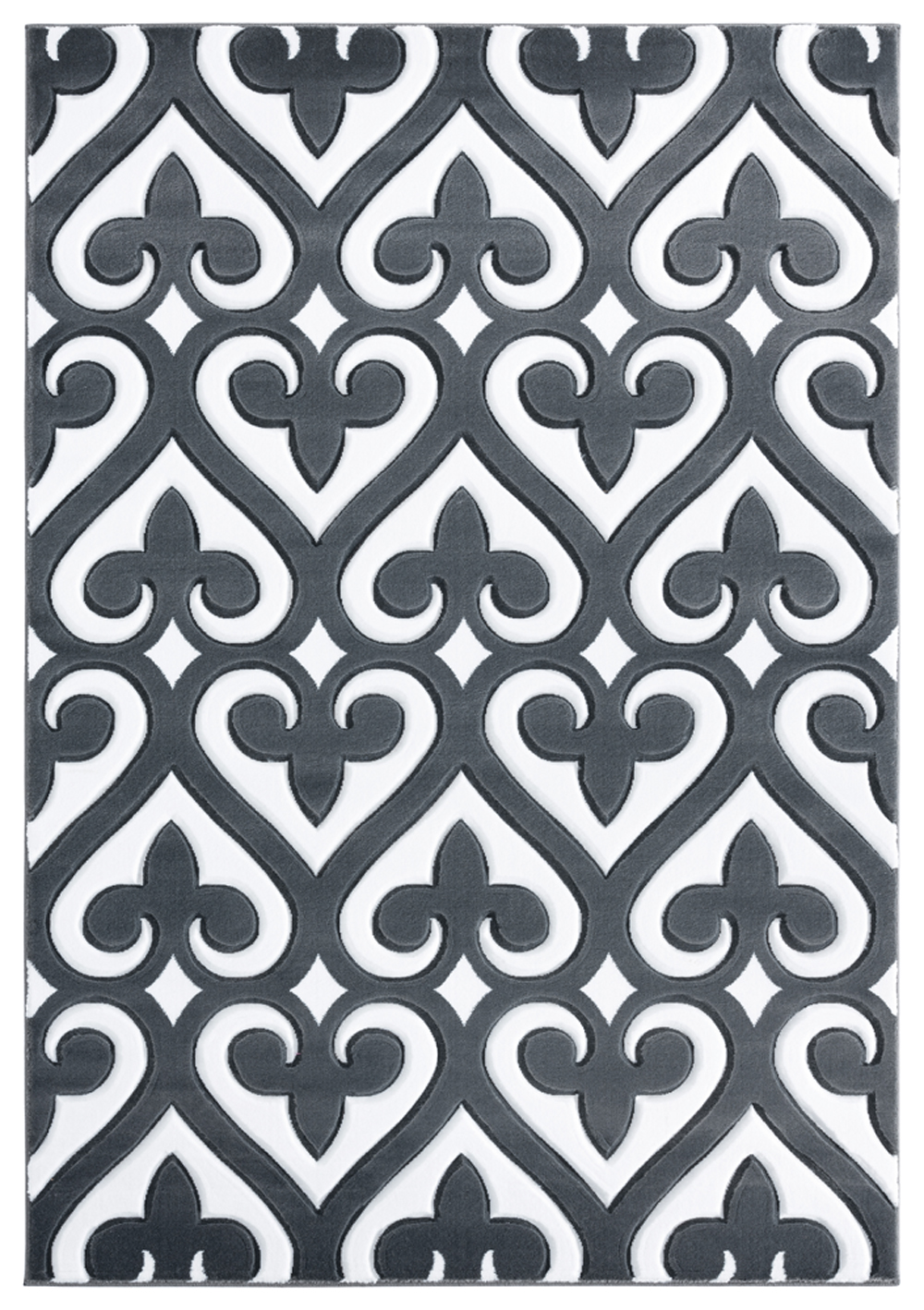 Gray Swirls Dotted Curves Hearts Contemporary Area Rug Geometric 2050 11472