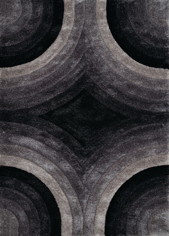 Black Angled Corners Arches Cuves Contemporary Area Rug Geometric 2100-20270