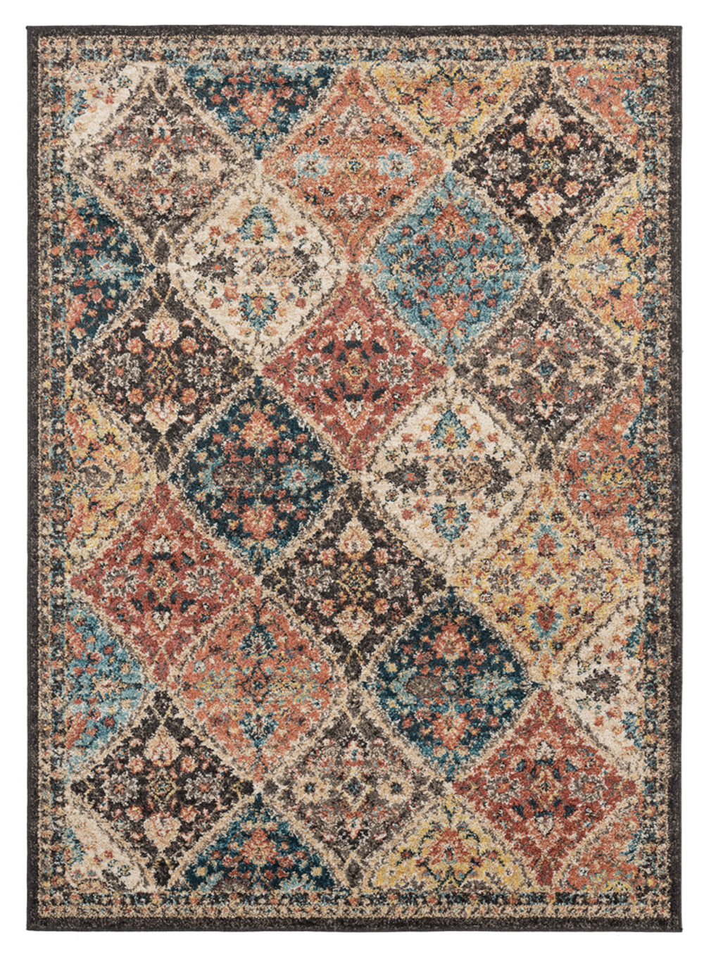 Multi-Color Traditional-European Diamonds Bulbs Area Rug Geometric 3801 30475