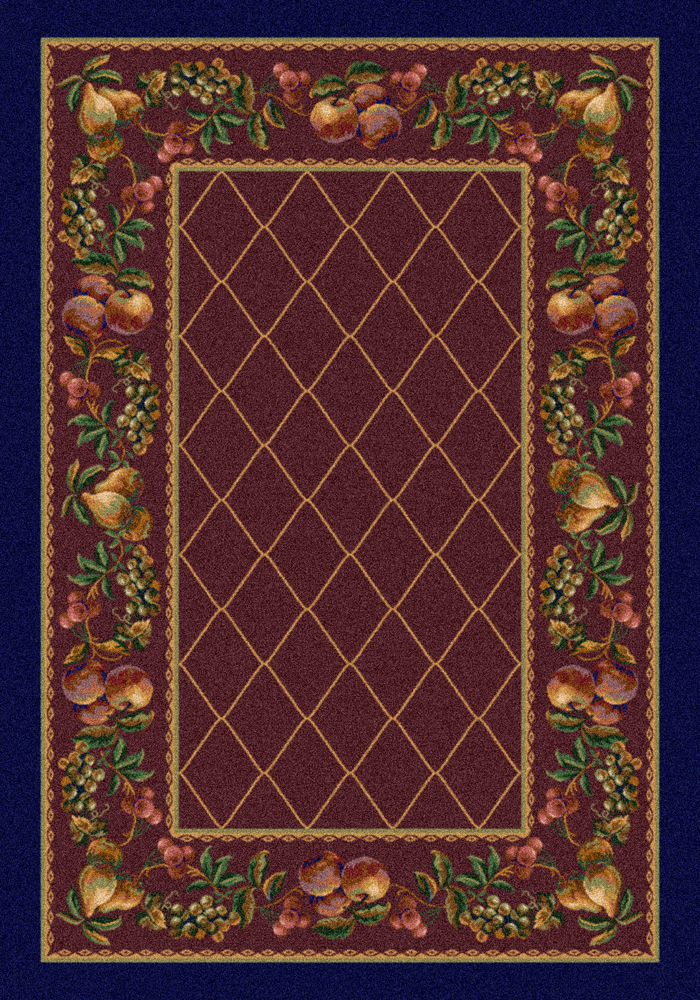 Milliken Red Contemporary Geometric Bordered Area Rug Floral Fruit Medley Garnet - Picture 2 of 9