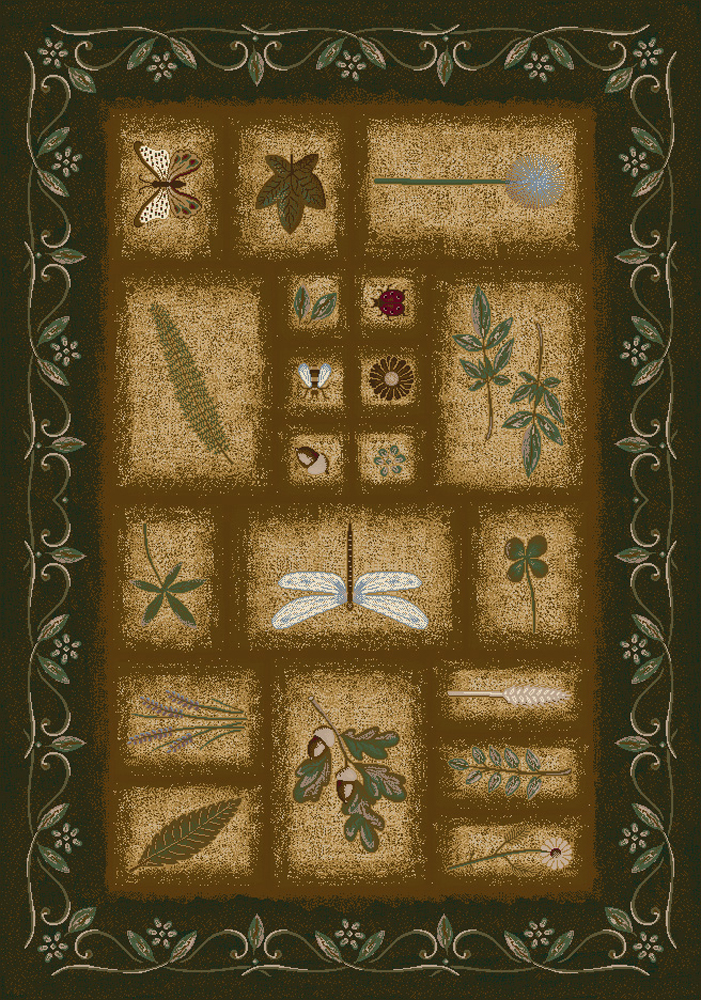 Milliken Green Contemporary Summer Dragonfly Area Rug Nature Print Meadow Olive - Picture 2 of 9