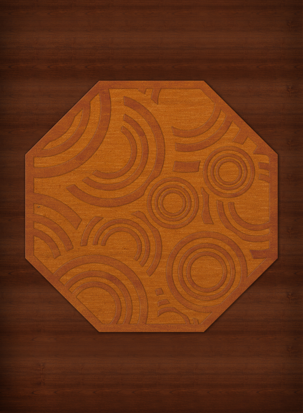 Octagonal Loops Orange Circles Wool Loops Rings Bordered Area Rug Octagon DV3 - Aprx 10 ...