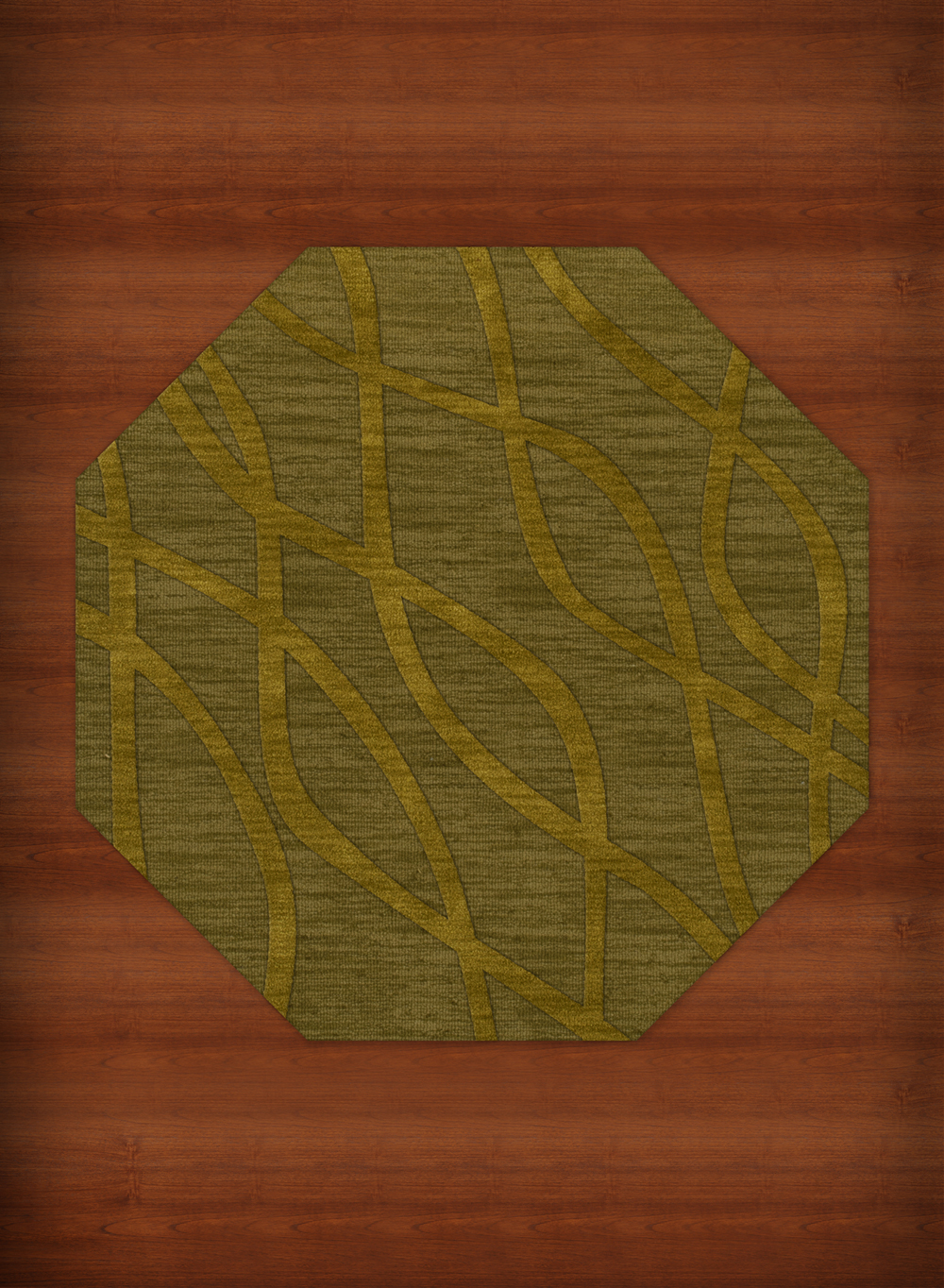 Green Transitional Hand Hooked Swirls Lines Stripes Area Rug Abstract DV10 - Picture 3 of 35