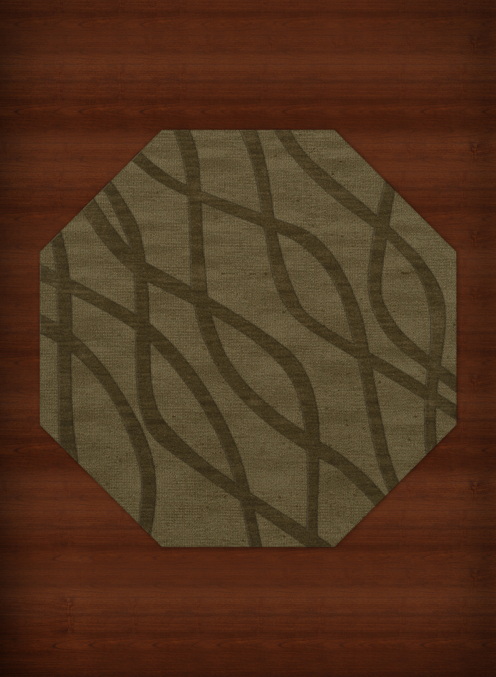 Green Transitional Hand Hooked Swirls Lines Stripes Area Rug Abstract DV10 - Picture 3 of 35