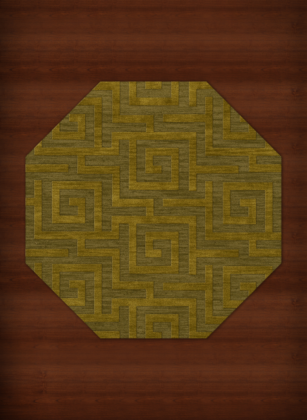 Green Transitional Hand Hooked Squares Curls Blocks Area Rug Geometric DV13 - Picture 3 of 35