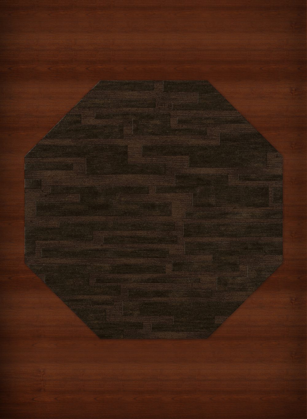 Brown Transitional Hand Hooked Squares Rectangles Boxes Area Rug Patchwork DV6 - Picture 3 of 35