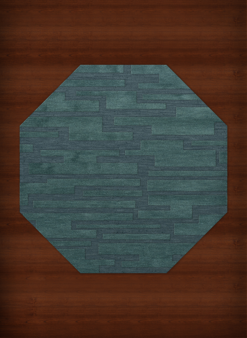 Blue Transitional Hand Hooked Squares Rectangles Boxes Area Rug Patchwork DV6 - Picture 3 of 35