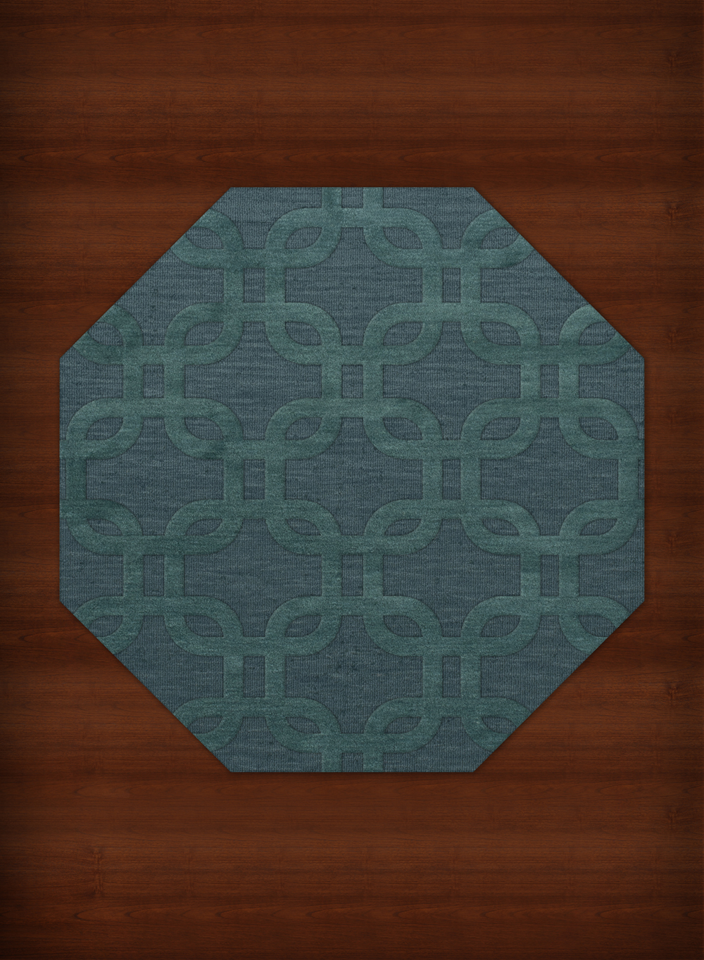 Blue Transitional Hand Hooked Loops Rounded Squares Area Rug Geometric DV7 - Picture 3 of 35