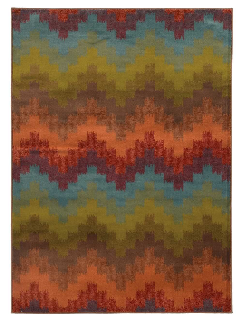 Multi-Color Chevron Blocks Stripes Lines Transitional Area Rug Geometric 4876B
