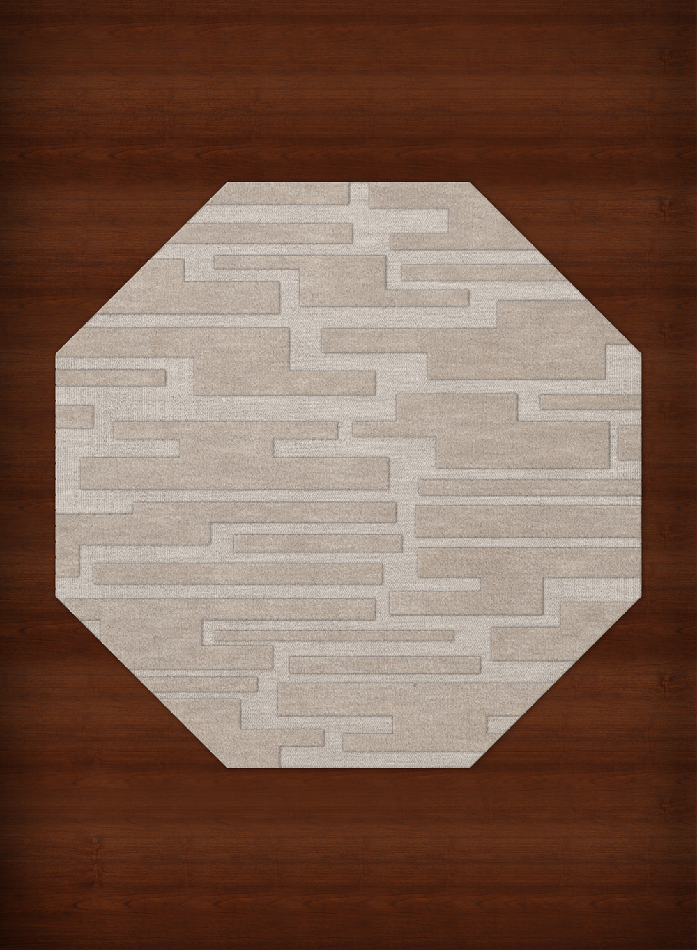 Ivory Transitional Hand Hooked Squares Rectangles Boxes Area Rug Patchwork DV6 - Picture 7 of 35