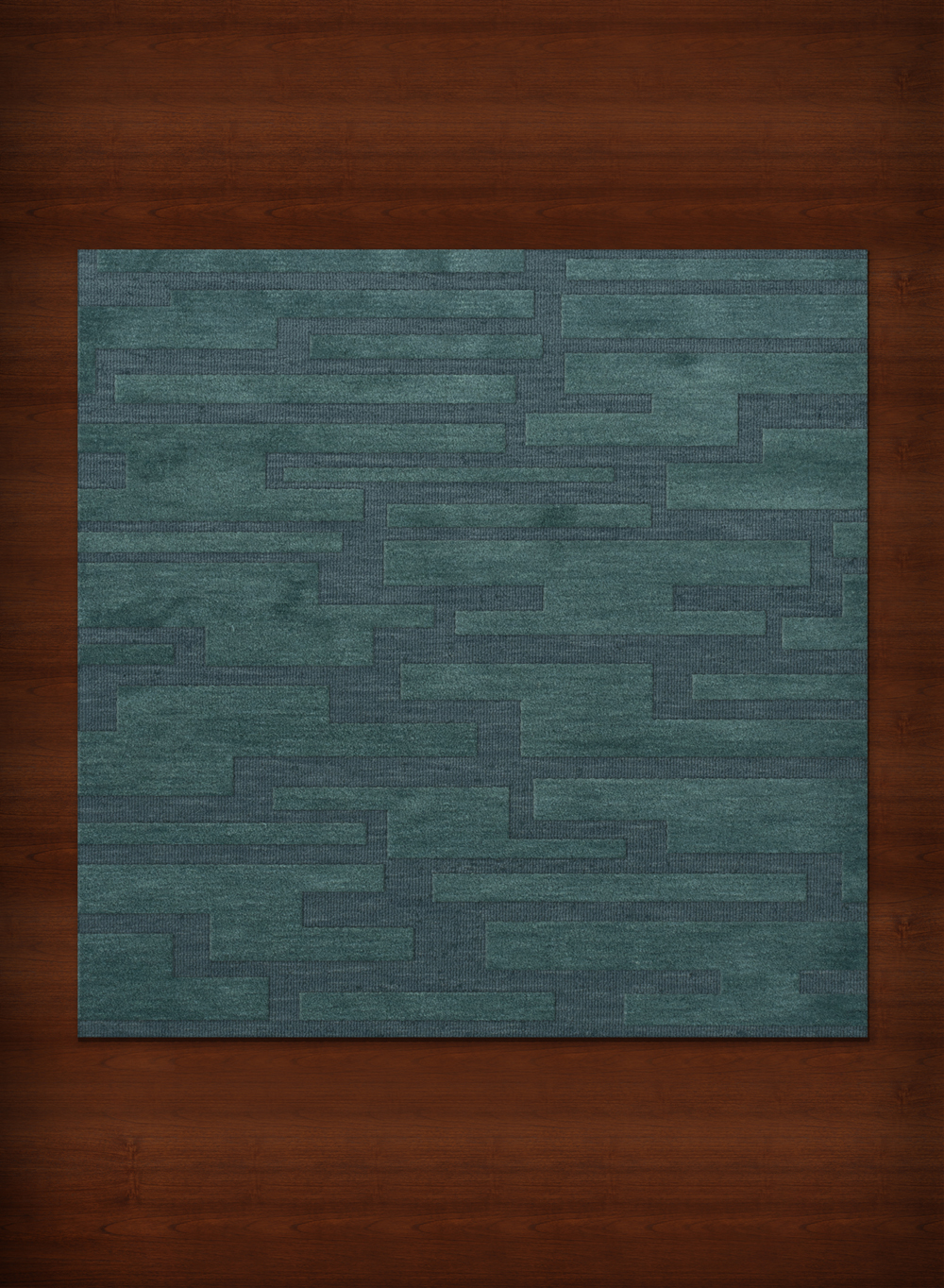 Blue Transitional Hand Hooked Squares Rectangles Boxes Area Rug Patchwork DV6 - Picture 7 of 35