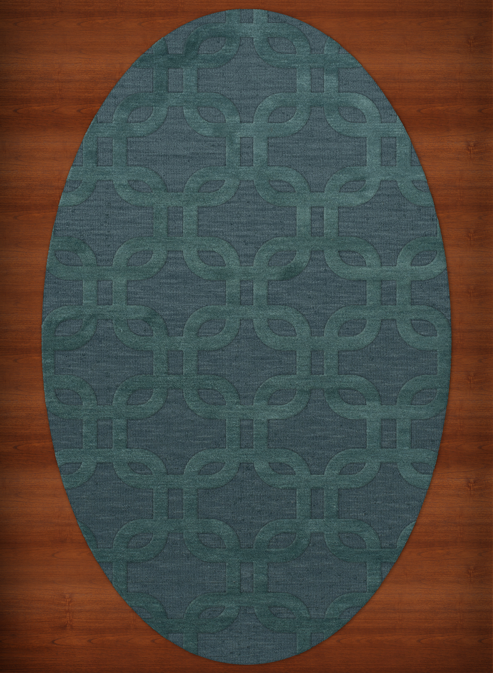 Blue Transitional Hand Hooked Loops Rounded Squares Area Rug Geometric DV7 - Picture 11 of 35