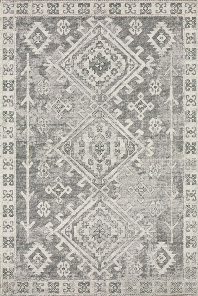2×8 Dalyn Gray Bordered Diagonal Diamonds Arrows Runner BR2 – Aprx 2′ 3″ x 7′ 6″