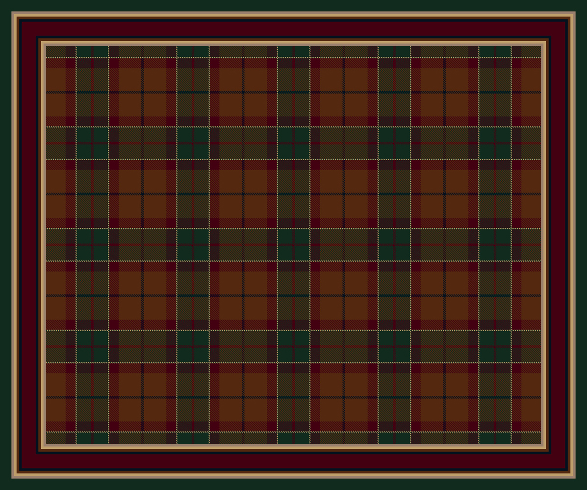 Milliken Red Contemporary Crosshatch Bordered Magee Plaid Amber Emerald II