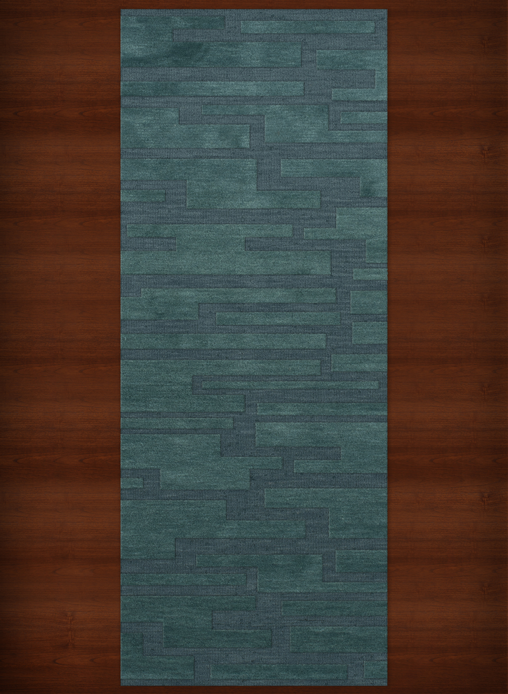 Blue Transitional Hand Hooked Squares Rectangles Boxes Area Rug Patchwork DV6 - Picture 12 of 35