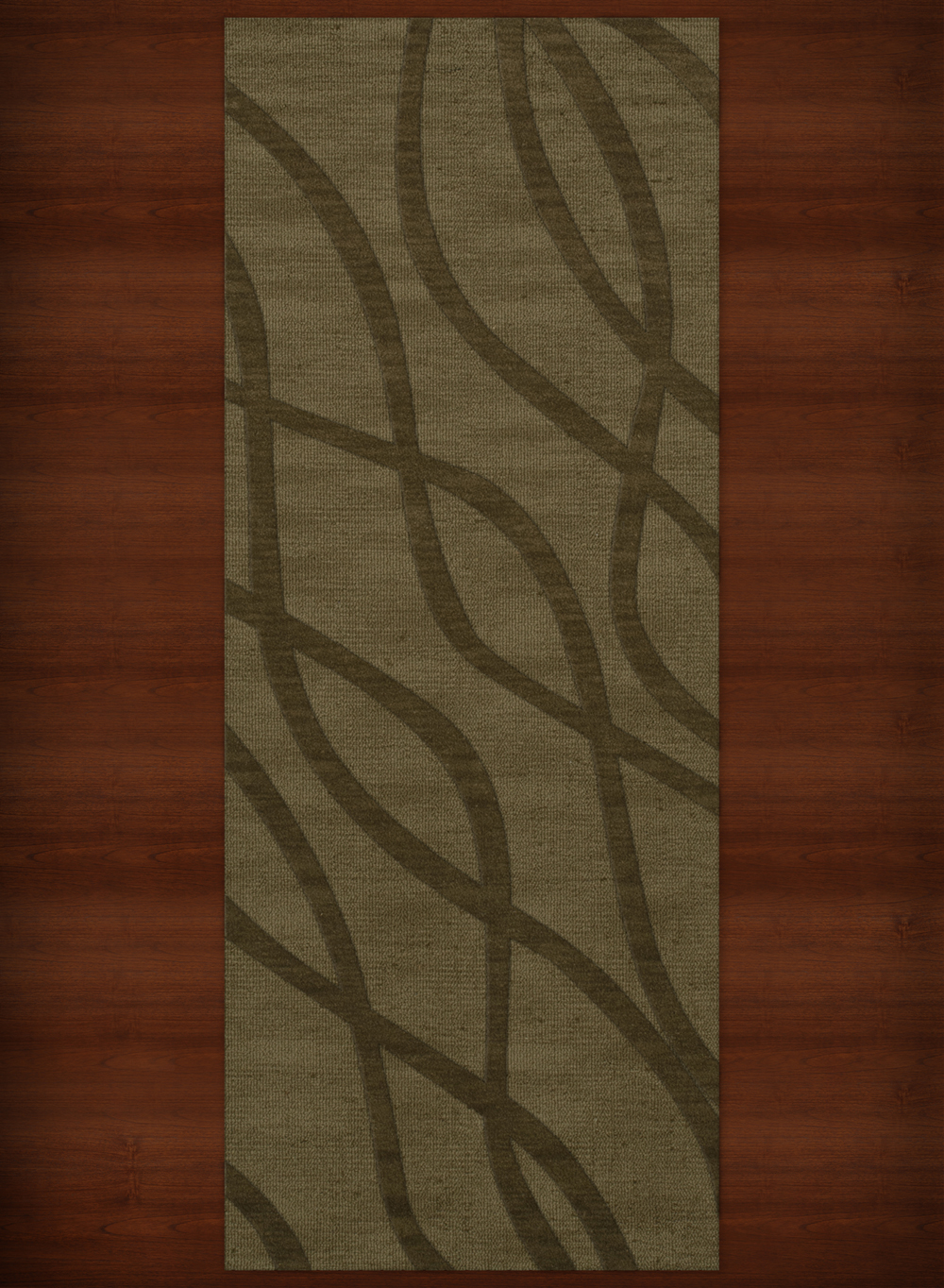 Green Transitional Hand Hooked Swirls Lines Stripes Area Rug Abstract DV10 - Picture 14 of 35