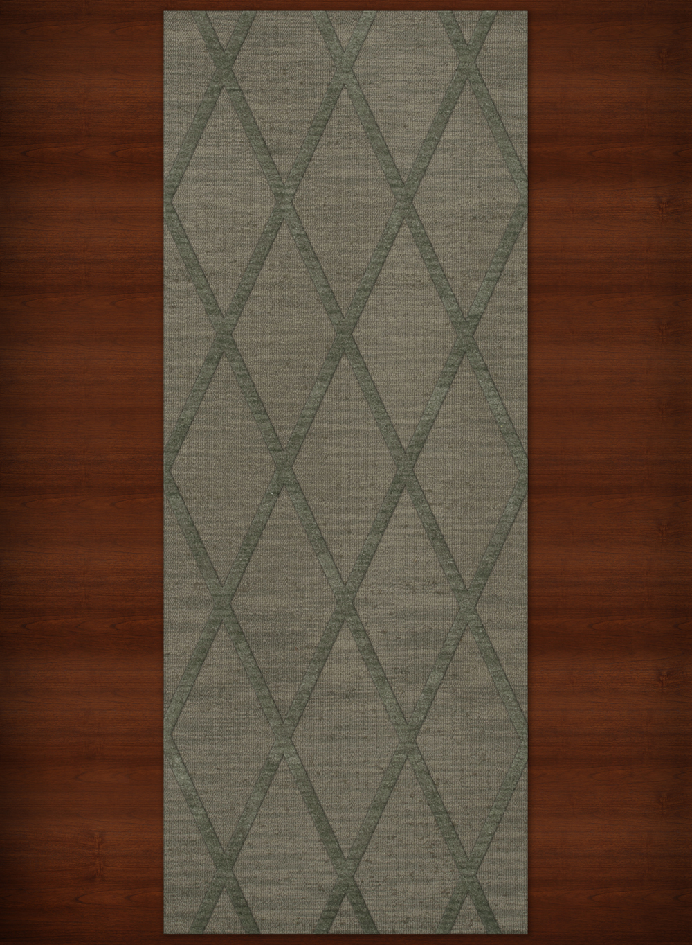 Green Transitional Hand Hooked Diamonds Criss-Cross Area Rug Geometric DV11 - Picture 14 of 35