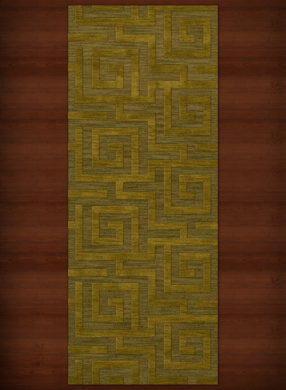 Green Transitional Hand Hooked Squares Curls Blocks Area Rug Geometric DV13 - Picture 14 of 35