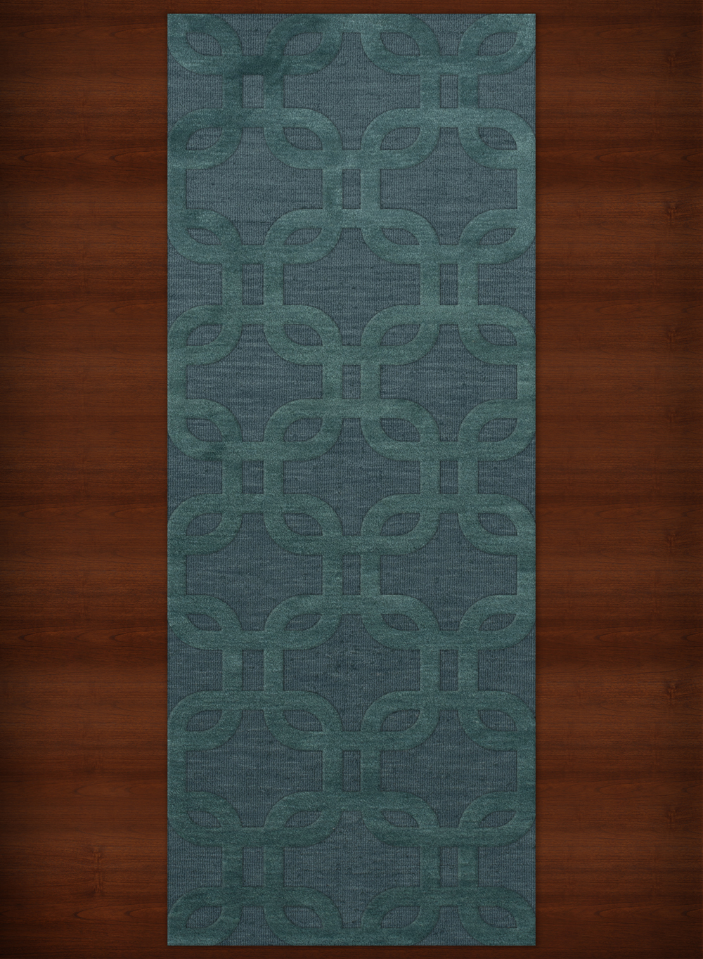 Blue Transitional Hand Hooked Loops Rounded Squares Area Rug Geometric DV7 - Picture 14 of 35