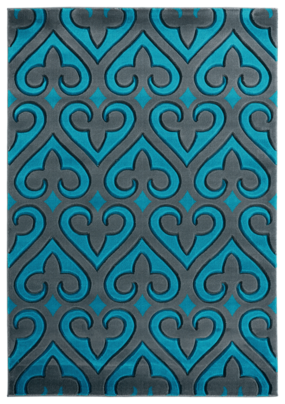 Blue Curves Hearts Swirls Dotted Contemporary Area Rug Geometric 2050 11469 - Picture 9 of 16