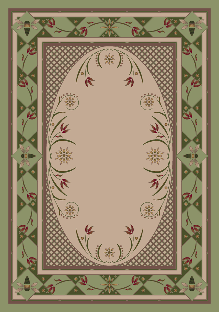 Milliken Green Traditional-European Area Rug Floral Kimberly Light Celadon