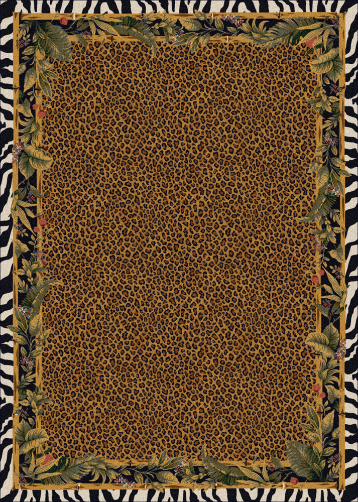 Milliken Brown Tropical Spotted Leaves Area Rug Nature Print Jungle Safari Skins - Picture 3 of 9