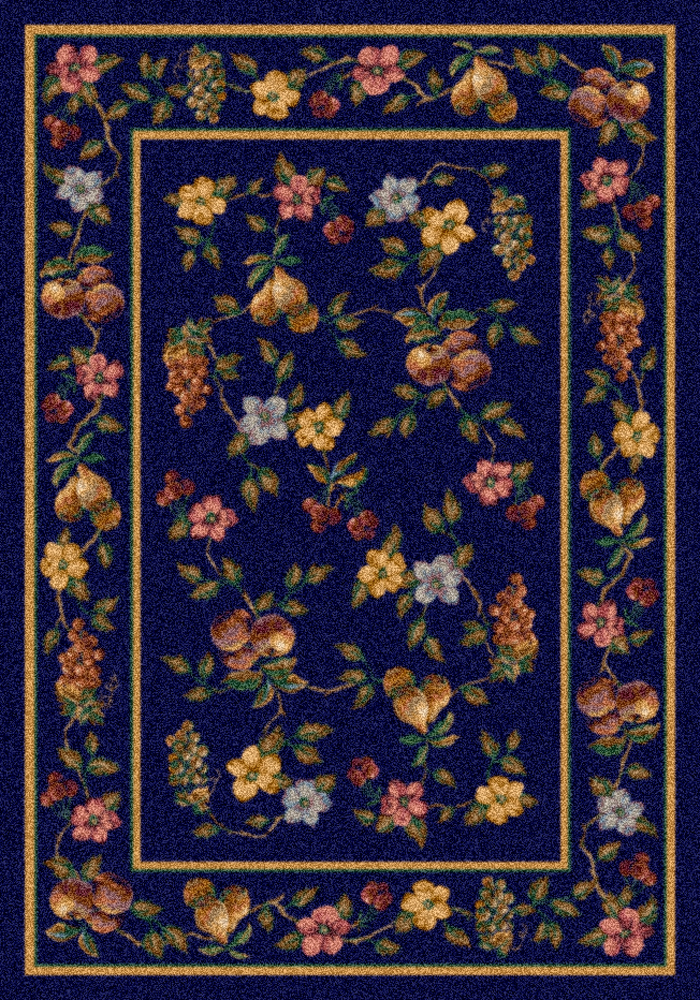 Milliken Blue Transitional Casual Fruits Grapes Area Rug Floral Lorelei Sapphire - Picture 3 of 9