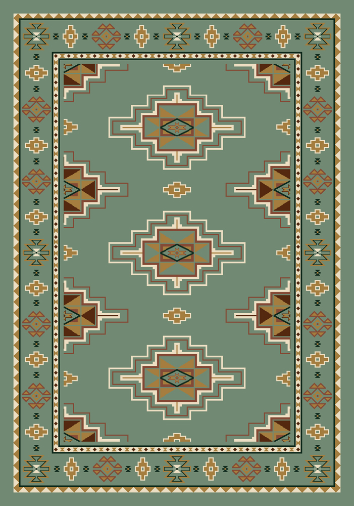 Milliken Green Southwestern Diagonals Area Rug Bordered Prairie Star Peridot