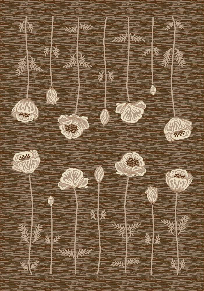 Milliken Ivory Stems Leaves Petals Contemporary Area Rug Floral Poppy Oregano