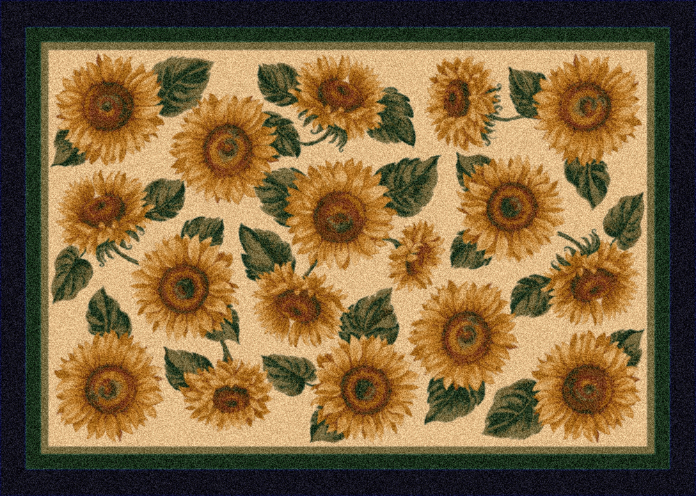 ひまわり Milliken Beige Rings Sunflowers Petals Bordered Contemporary