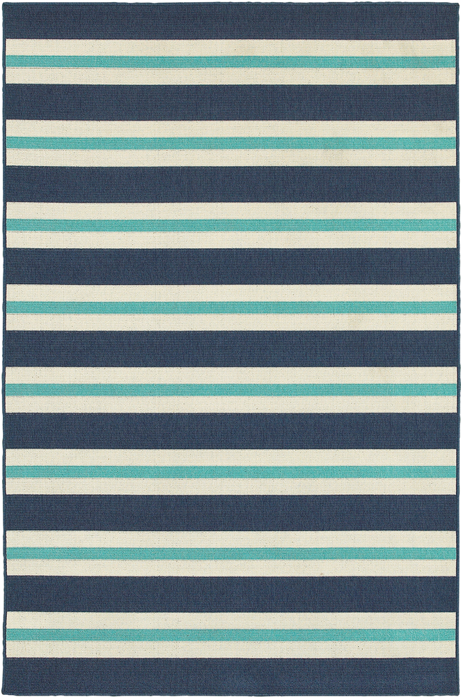 Sphinx Blue Contemporary Synthetics Stripes Rows Bars Area Rug Striped 5701B - Picture 4 of 8