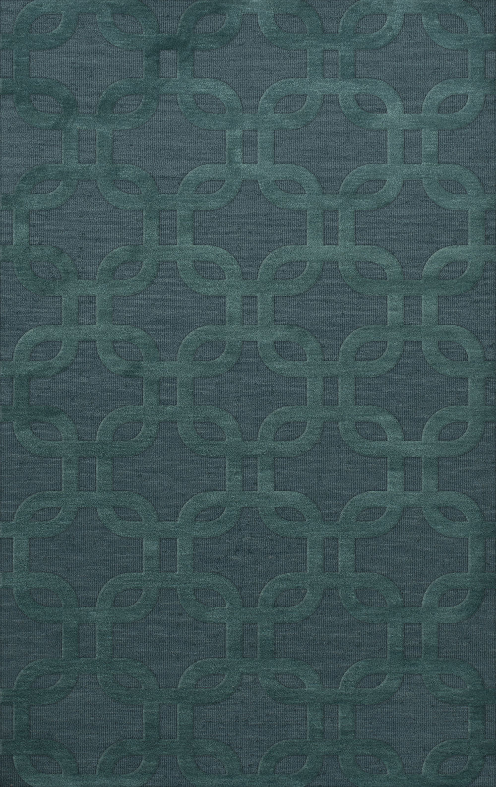 Blue Transitional Hand Hooked Loops Rounded Squares Area Rug Geometric DV7 - Picture 22 of 35
