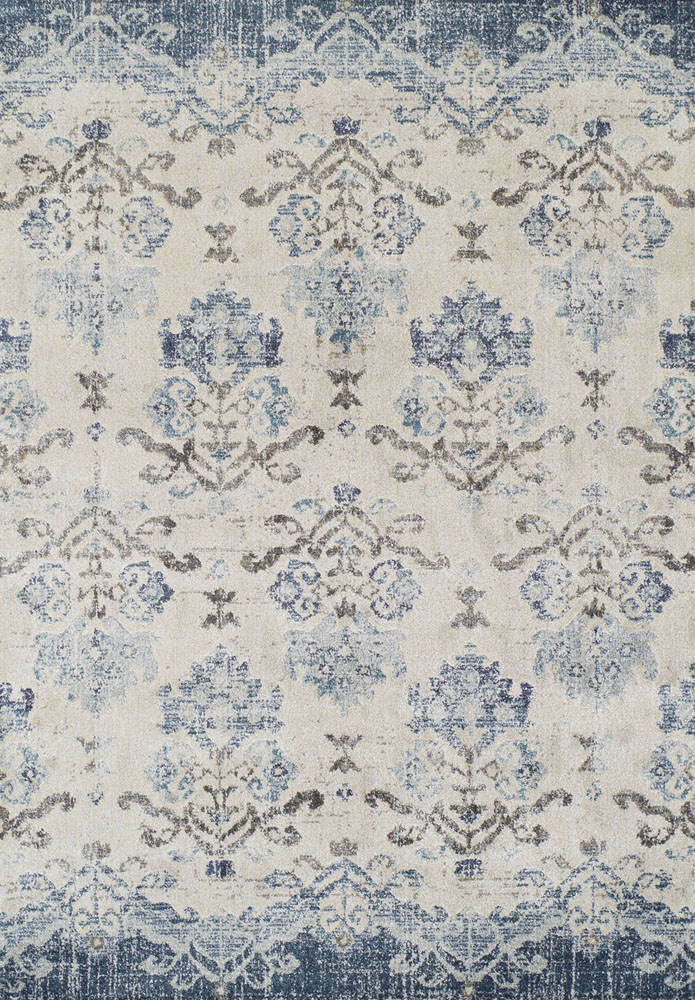 Blue Transitional Synthetics Scrolls Arches Curves Area Rug Geometric AN11 - Picture 4 of 4
