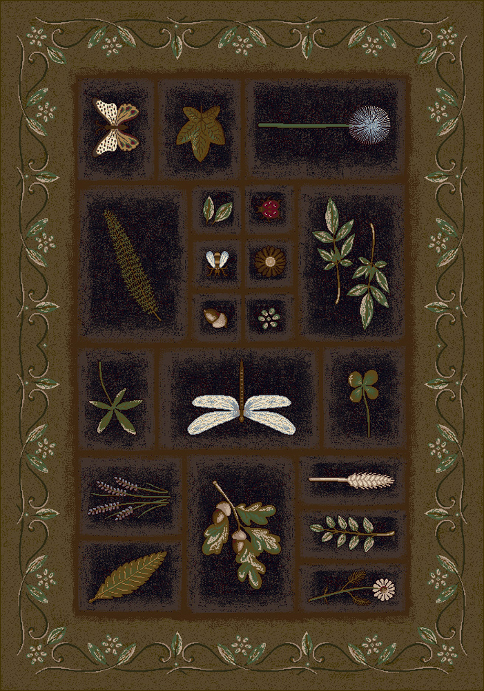 Milliken Brown Contemporary Blocks Area Rug Nature Print Meadow Onyx Oregano - Picture 7 of 9