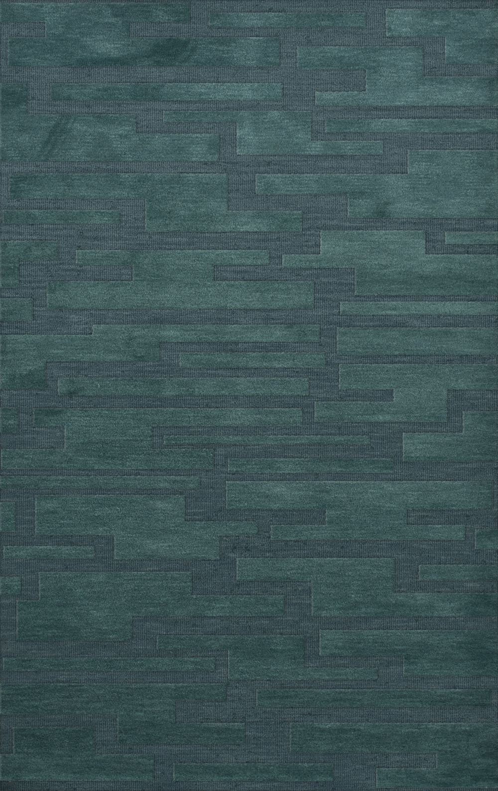 Blue Transitional Hand Hooked Squares Rectangles Boxes Area Rug Patchwork DV6 - Picture 24 of 35