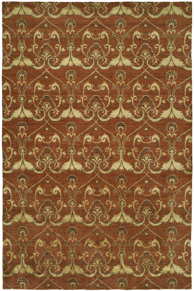 Kalaty Red Curls Floral Petals Vines Contemporary Area Rug Geometric GR-686