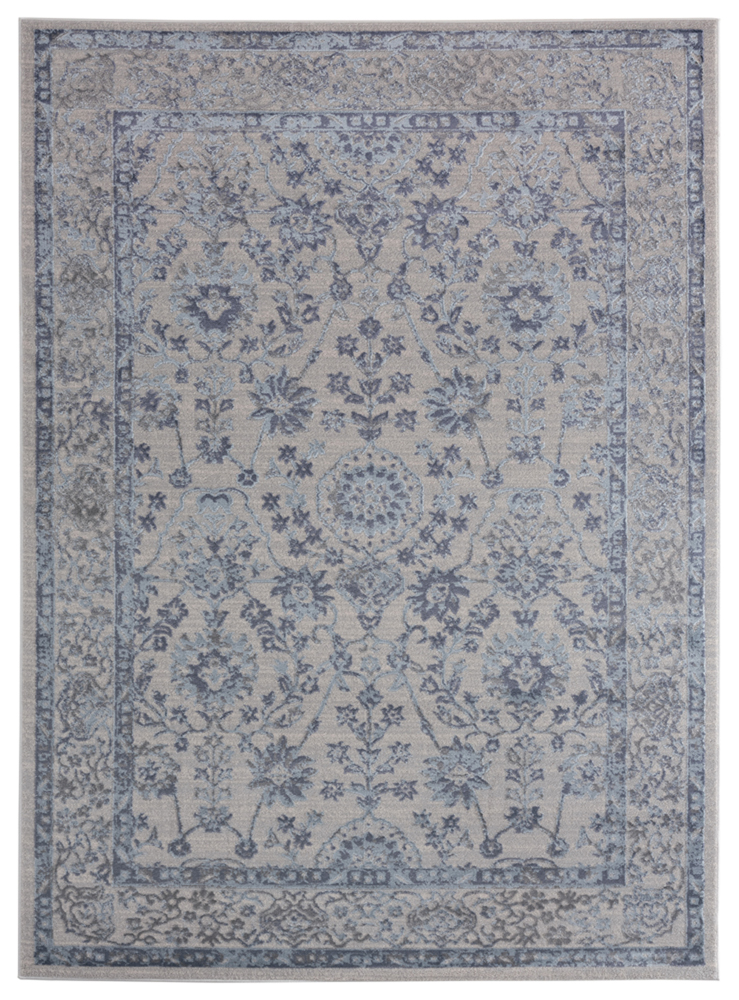 United Weavers Blue Petals Bulbs Vines Contemporary Area Rug Bordered 2601 10260 - Picture 7 of 8