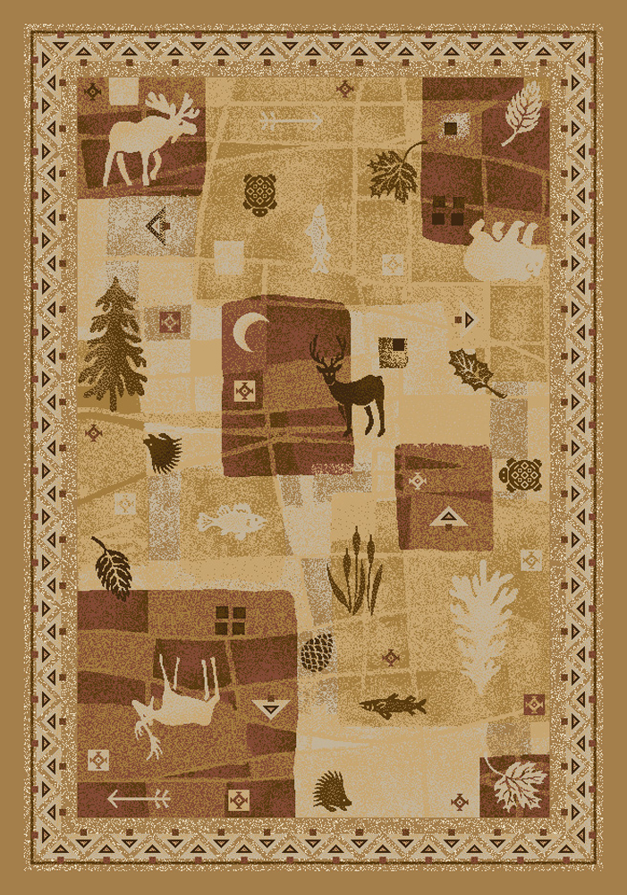 Milliken Beige Contemporary Trees Petals Area Rug Nature Print Deer Trail Maize - Picture 9 of 9