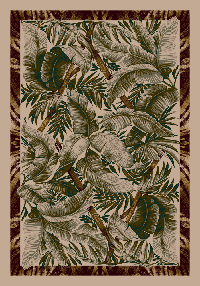 Milliken Beige Tropical Beach Palms Area Rug Floral Jungle Fever Pearl Mist - Picture 9 of 9