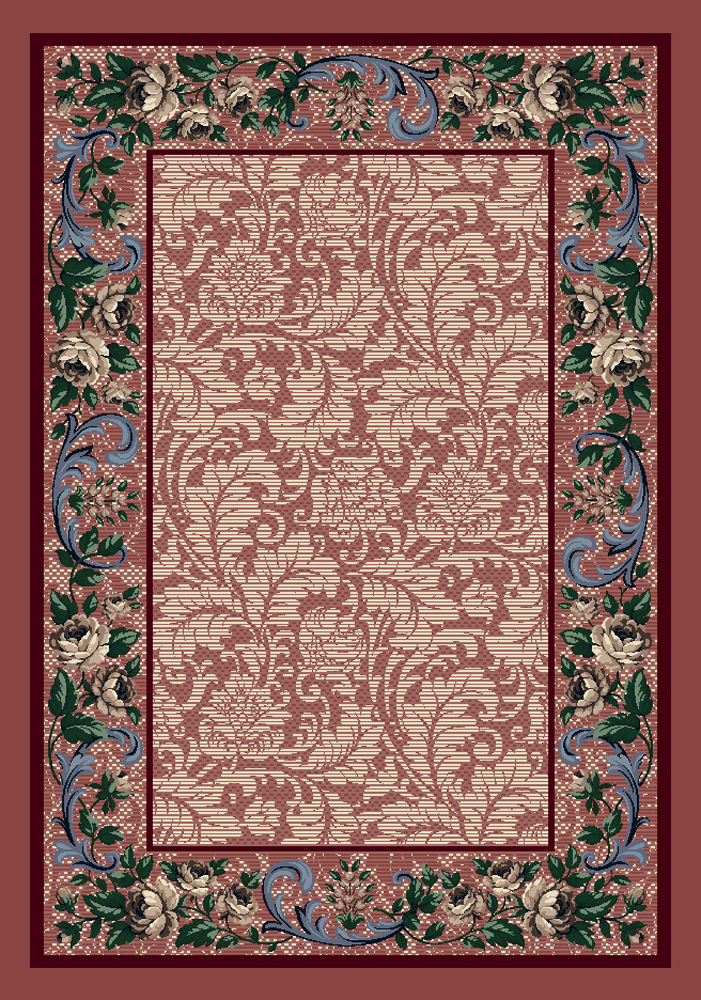 Milliken Red Traditional-European Blossoms Floral Rose Damask Rose Quartz - Picture 7 of 7
