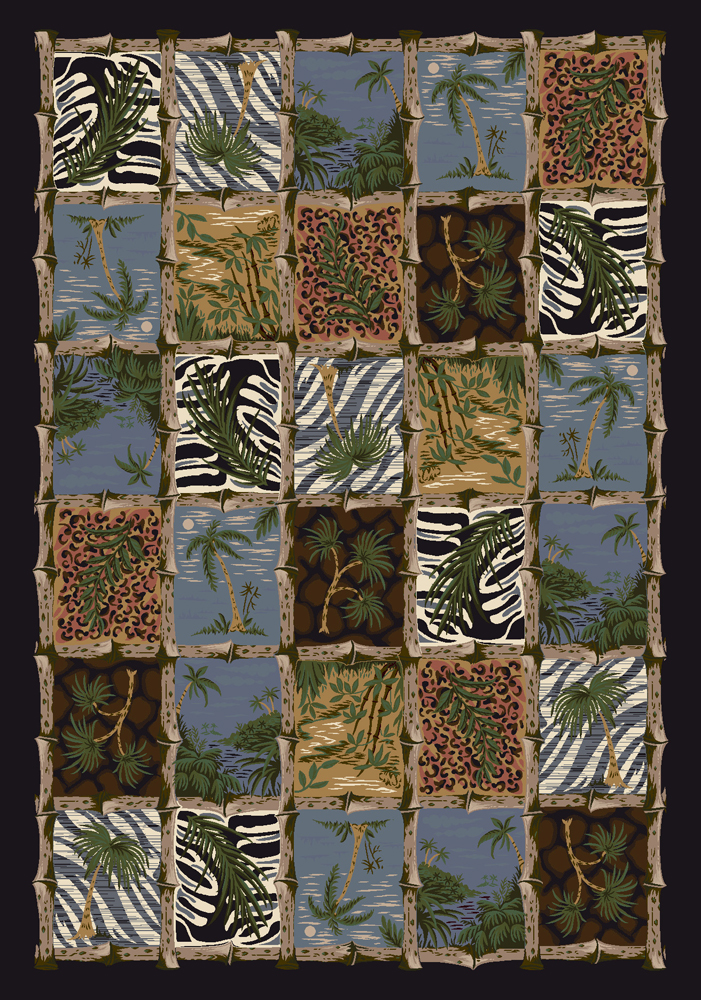 Milliken Black Transitional Casual Palms Area Rug Geometric Cayman Isle Onyx - Picture 8 of 9