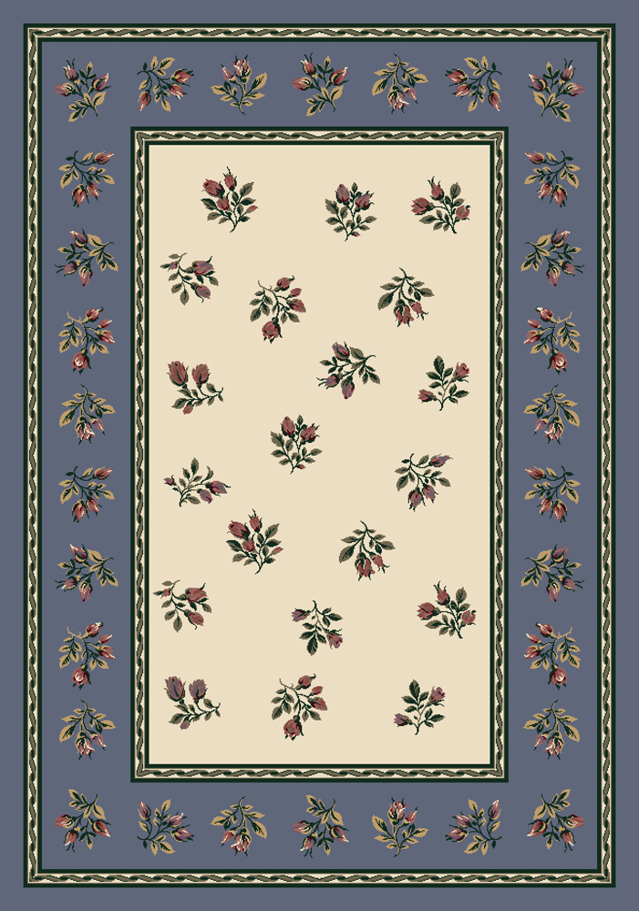 Milliken Blue Contemporary Leaves Garlands Area Rug Floral