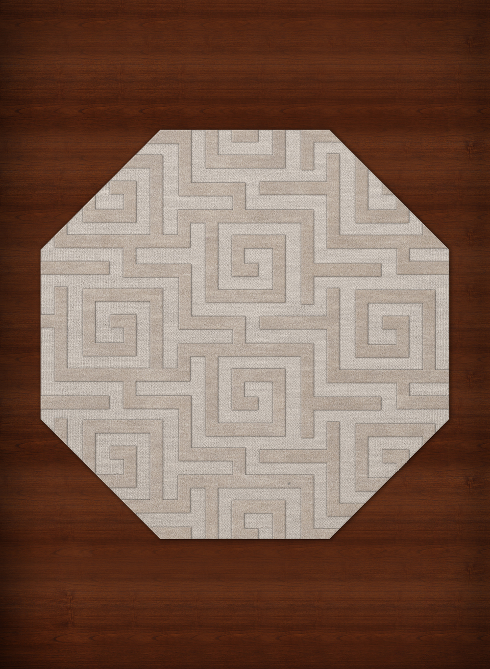 Ivory Maze Rug Ivory Squares Maze Curls Blocks Geometric Area Rug Octagon DV13 - Aprx ...
